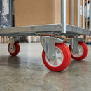 Swivel Castors with Brake and Red Thermoplastic on White Nylon Wheel - 80mm-150mm
