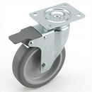 Swivel Castors with Brake and Thermoplastic Rubber Wheel - 60mm-125mm, 40kg-100kg Load
