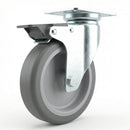 Swivel Castors with Brake and Thermoplastic Rubber Wheel - 60mm-125mm, 40kg-100kg Load