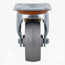 White Smoke 80mm Pressed Steel Swivel Castor with Brake - Grey Cast Iron Wheel & 4-Hole Plate - 120kg Max Load