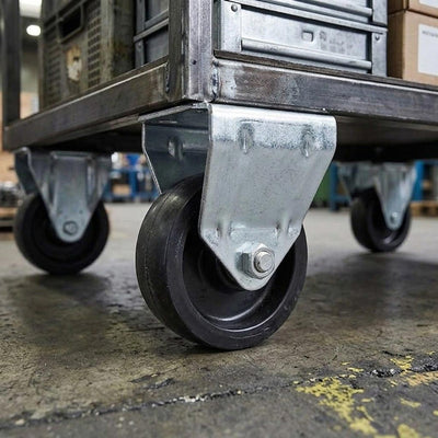 100mm Pressed Steel Fixed Castor Wheel - Black Polypropylene Wheel with Bolt-Hole - 85kg Max Load