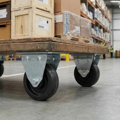 75mm Pressed Steel Fixed Castor Wheel - Black Polypropylene Wheel & 4-Bolt-Hole - 75kg Max Load