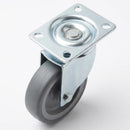 Zinc Plated Swivel Castors with Grey Thermoplastic Rubber Wheel - 60mm-125mm, 40kg-100kg Load