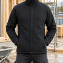 Inverted Pile Work Jacket with Shaped Shoulders - Black