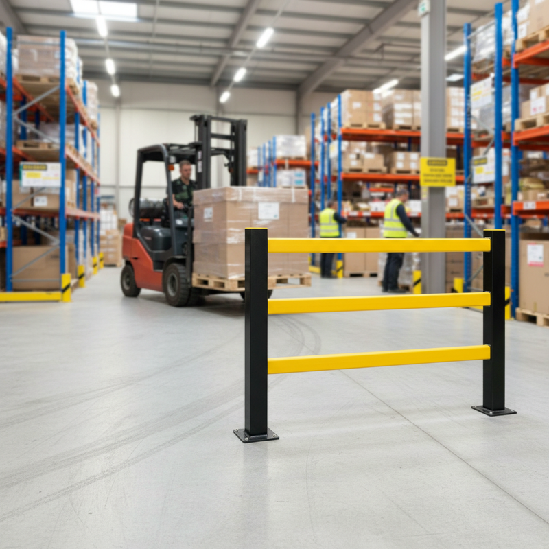 Gray Premium Impact Protection Hybrid Barrier Set for Indoor Safety