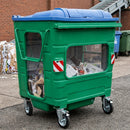 1100 litre galvanised steel see-through waste container