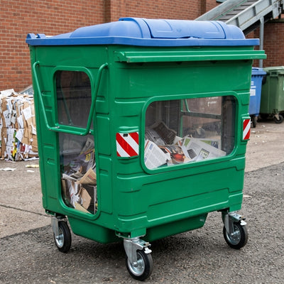 1100 litre galvanised steel see-through waste container