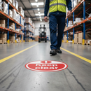 Rosy Brown Premium Keep Clear Floor Sign - Red Safety Indicator