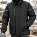 Insulated Jacket with Fleece Collar and Multiple Pockets - Black/Black (view 2)