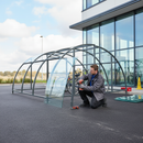 Light Steel Blue Premium Clear PETG Compound Cycle Shelter with Mesh Doors - 2m-5m