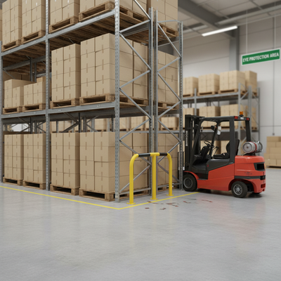 Heavy Duty Warehouse Corner Protection Barrier - 76mm Diameter