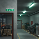 Dark Slate Gray Premium Fire Safety Signs - Fire Exit Down Left Arrow