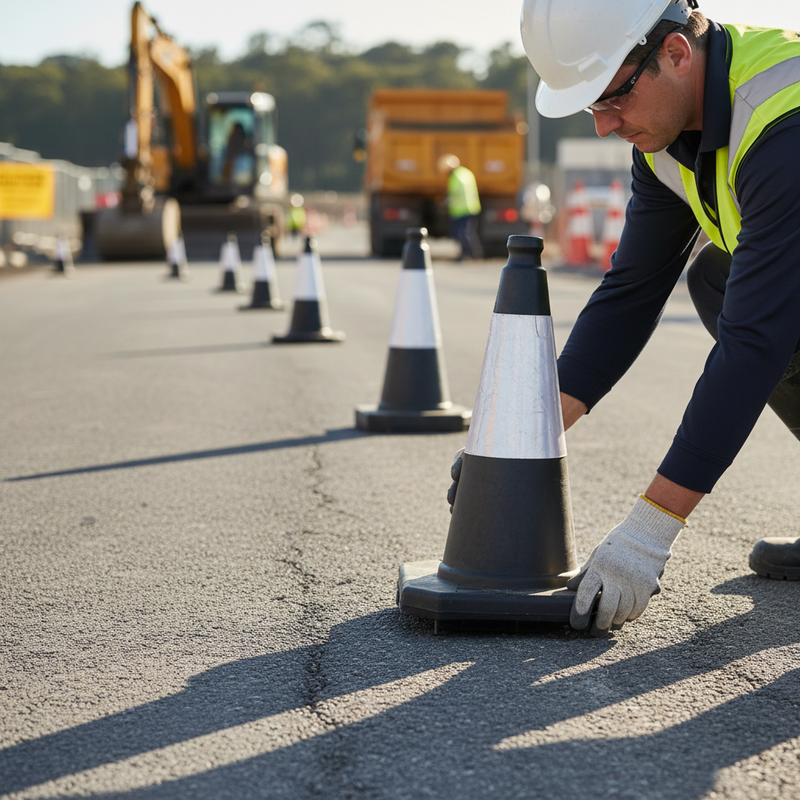 Dark Gray Premium 500mm Traffic Cone - High Durability and Reflectivity