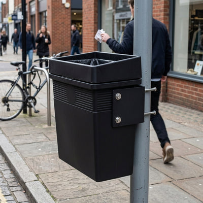 Post or Wall Mountable Open-Top Litter Bin – 30 Litre