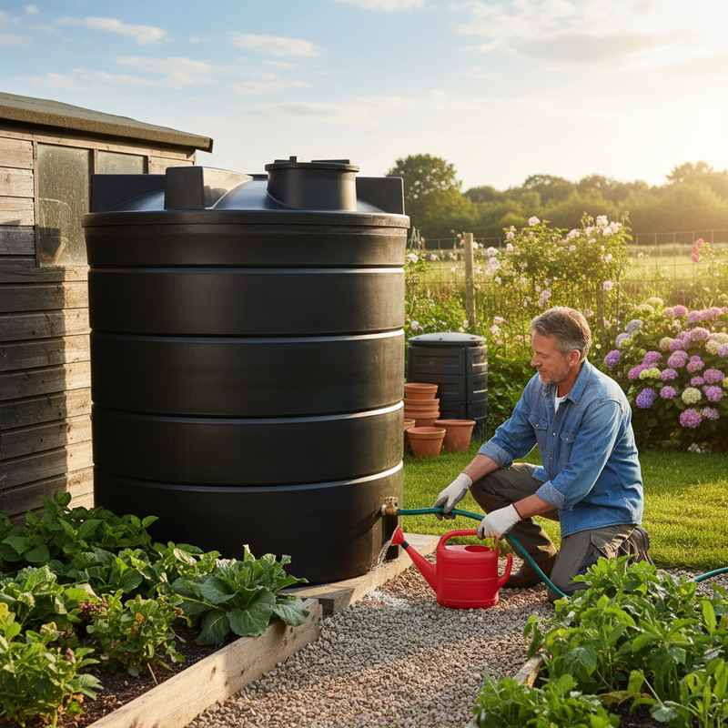 Dark Slate Gray Large 15,000 Litre Non-Potable Cylindrical Storage Water Tank - Heavy Duty