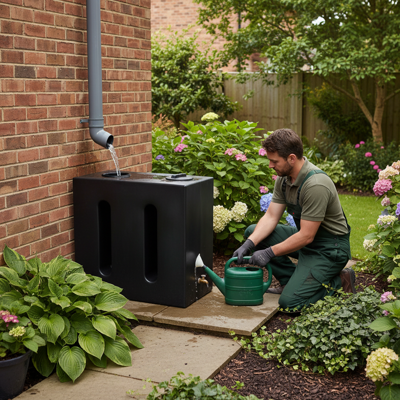 Dark Slate Gray Premium Tall Rectangular 750 Litre Baffled Water Butt - Ideal for Gardens