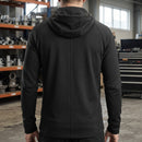 Full-Zip Work Hoodie with 4-Way Stretch Fabric - Black