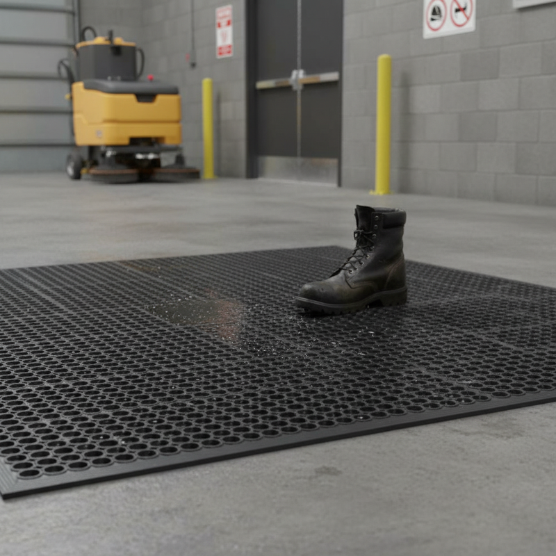 Dim Gray Heavy Duty Rubber Entrance Mat with Honeycomb Design for Busy Areas