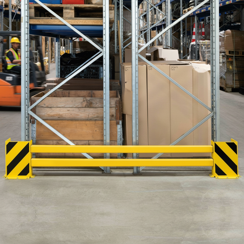 Rosy Brown Heavy Duty Steel Racking End Protector - Flexible Rails for Industrial Use