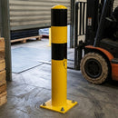90 x 1200mm Heavy Duty Steel Bollard Yellow and Black