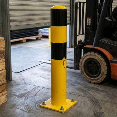 90 x 1200mm Heavy Duty Steel Bollard Yellow and Black