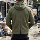 Fleece Work Hoodie with Thumb Grip Cuffs - Khaki Green/Black