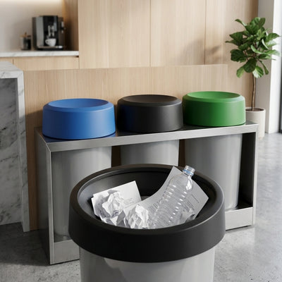 Grey 50 Litre Open-Top Waste Bin with Interchangeable Lid