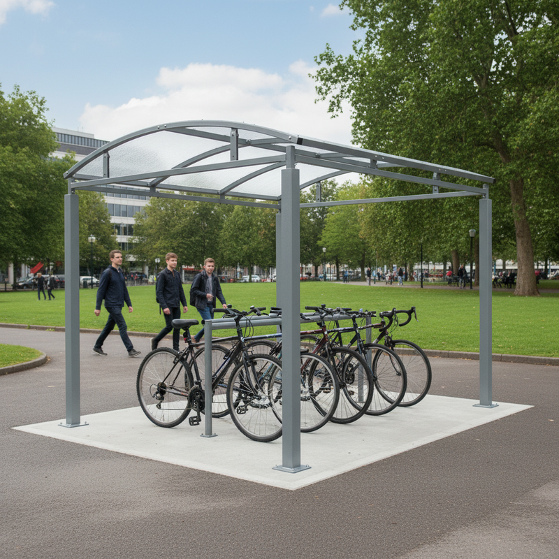 Light Slate Gray Premium Cycle Shelter or Walkway Cover with Clear Roof 1m - 5m