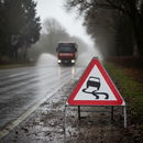 Dark Slate Gray Slippery Road Surface Triangle Metal Sign - 750mm Size