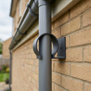 Aluminium Downpipe Clip 63mm Dia with 25mm Wall Offset — RAL 7021 (in use)