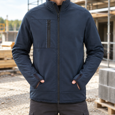 Full Zip Fleece Work Jacket with Recycled Polyester - Navy