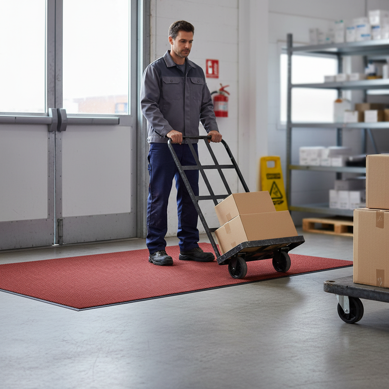 Light Slate Gray Machine Washable Premium 9mm Mat - Red for Heavy Use Areas