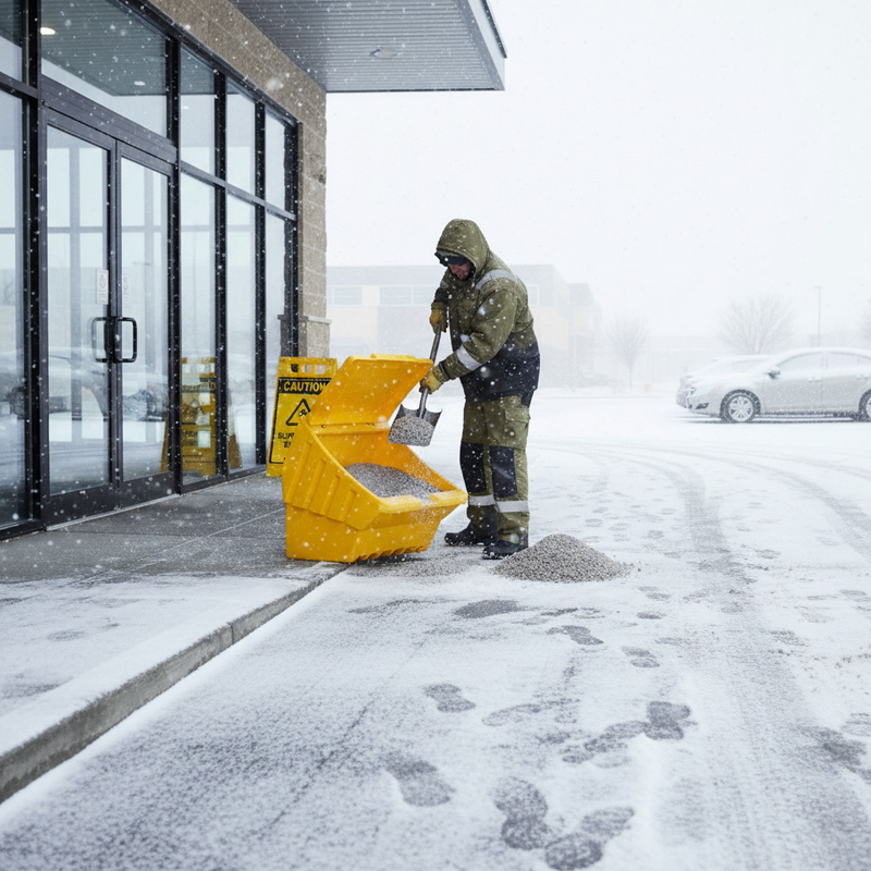 Light Gray Heavy Duty 170 Litre Plastic Grit Bin for De-Icing Salt Storage