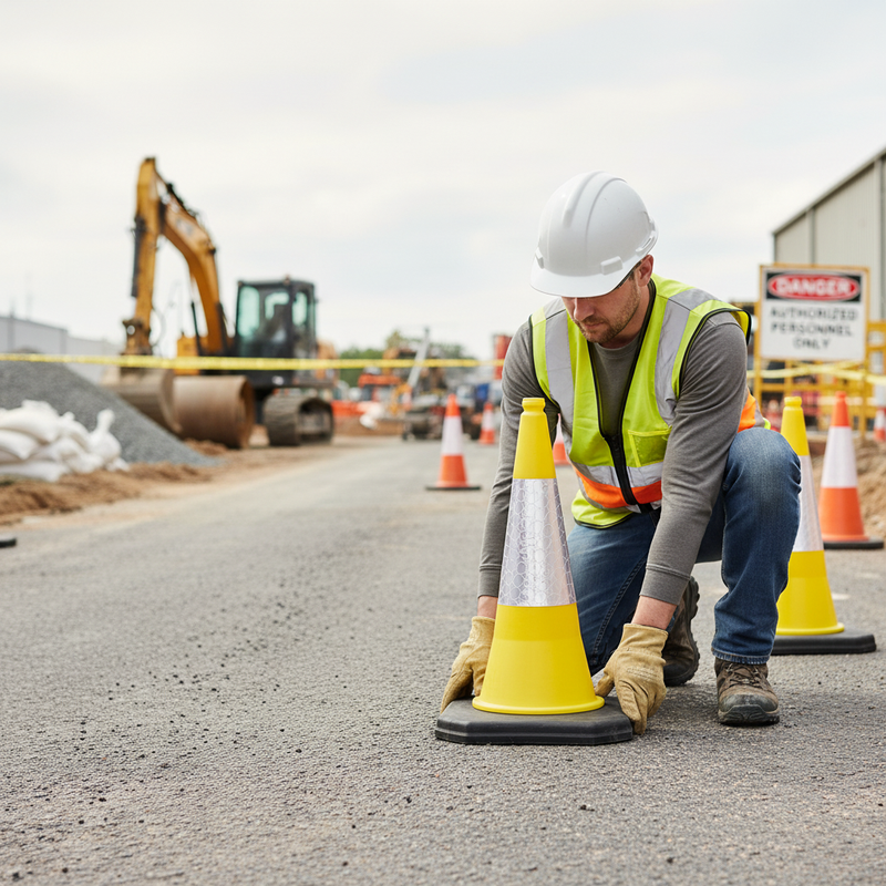 Light Gray Premium Yellow Traffic Cone - 750mm 2-Piece with High Durability