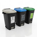 3-bin recycling station with pedal operation and A4 stickers (view 2)
