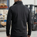 Full Zip Stretch Work Jacket with Fleece Lining - Black