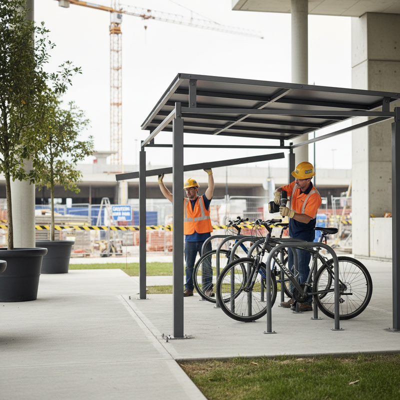 Light Gray Premium Bike Shelter Extension Bay with Galvanised Roof - Flexible Coverage
