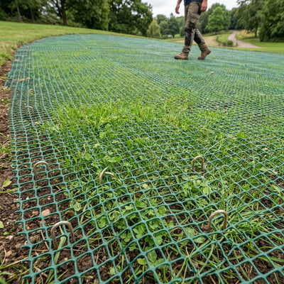 Grass Stabilisation Mesh 2m × 30m, 640g/m² – Ground Support