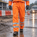 Waterproof Hi-Vis PU Rain Trousers - Class 2 - Orange or Yellow/Navy