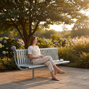 Dark Olive Green Premium Steel Seat with Backrest for Public Spaces