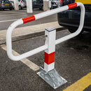 68mm Drop Down Parking Post White with Red Reflective Bands
