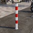 76mm Steel Security Bollard 1180mm High Visibility White