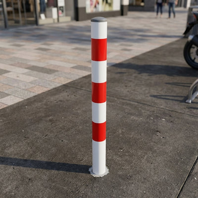 76mm Steel Security Bollard 1180mm High Visibility White