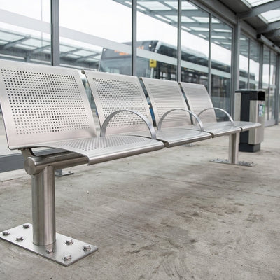 Stainless Steel Bench, 2–4 Seater with DDA Armrests