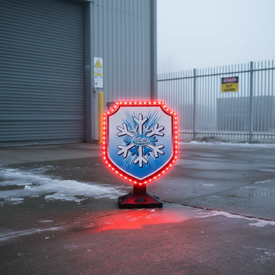 Premium Hi-Vis Reflective Flashing LED Safety Sign for Ice Warnings