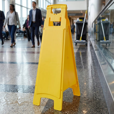 4-Sided Multilingual Caution Wet Floor Sign, 25 Inch