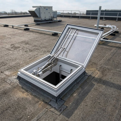 Polycarbonate Flat Roof AOV Access Hatch 102mm Frame Height