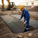 Dark Olive Green Premium 3 x 1 Meter Open Steel Flooring Panel Bearing Bars for Durable Construction