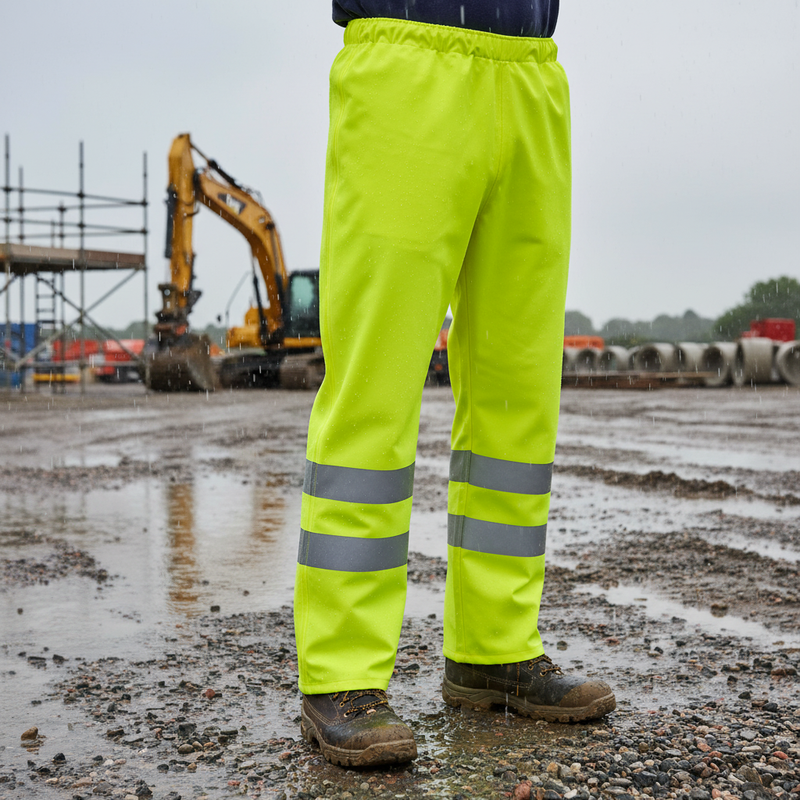 Gray Premium Hi-Visibility Foul Weather Overtrousers in Yellow