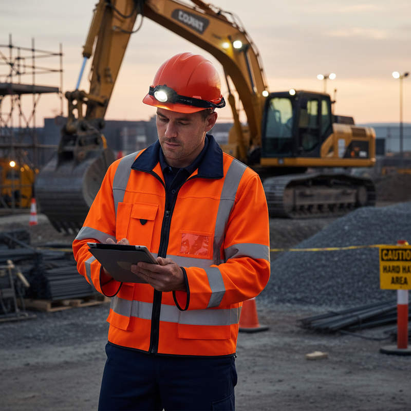 Dark Slate Gray High-Visibility Long Sleeve Executive ID Jerkin in Orange - 100% Polyester